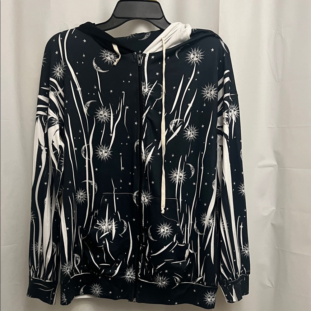 Navy and White Celestial Zip Hoodie